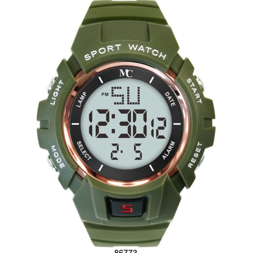 8677 Digital Watch Green/Gold Sport Luxury